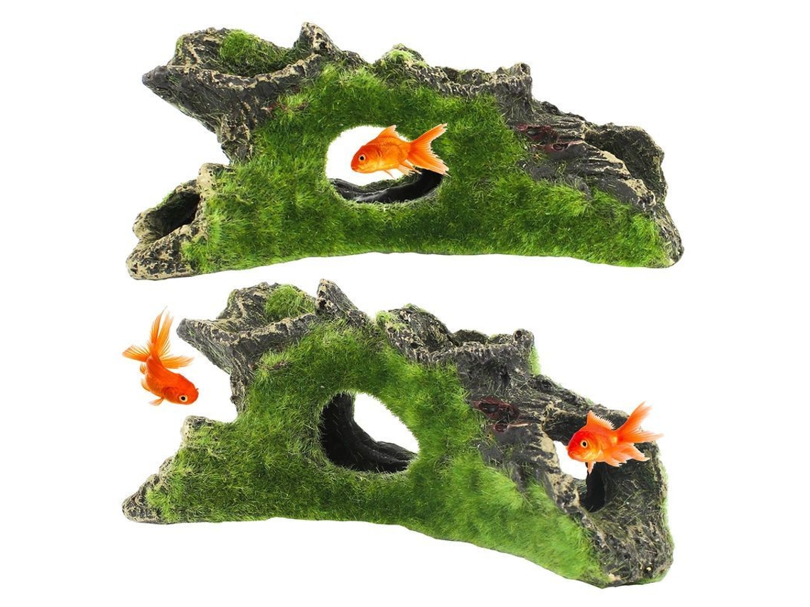 2026-2 Piezas Decoración De Árbol Para Acuario Con Agujeros Resina Hábitat Natural Para Peces Esconderse