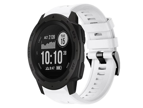Correa De Reloj Inteligente Para Garmin Instinct, Hebilla De Metal, Correa De Reloj De Silicona Blanca De Color Sólido VENISYMLIS