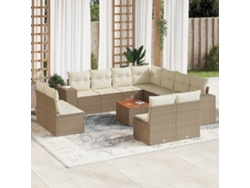 Conjunto de 12 sofás de jardín con cojines de mimbre beige de DKD Home Decor
