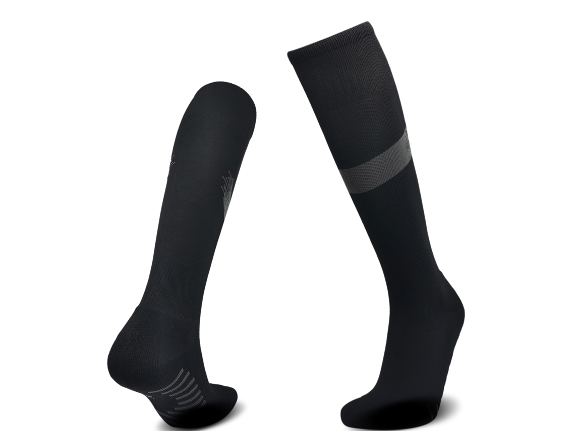 Calcetines de fútbol negros para niños y niñas, de algodón transpirable, antideslizantes, hasta la rodilla.