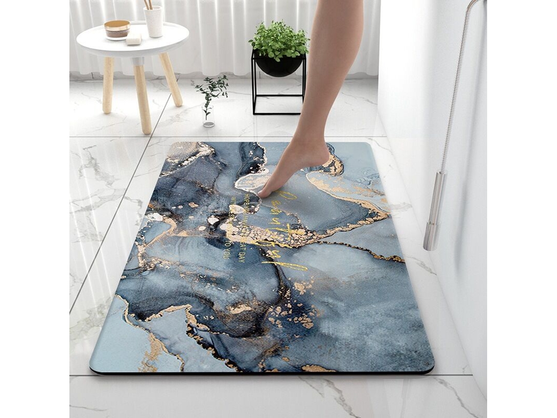Alfombra De Baño Diatomita Super Absorbente Y Suave 50x80cm Azul