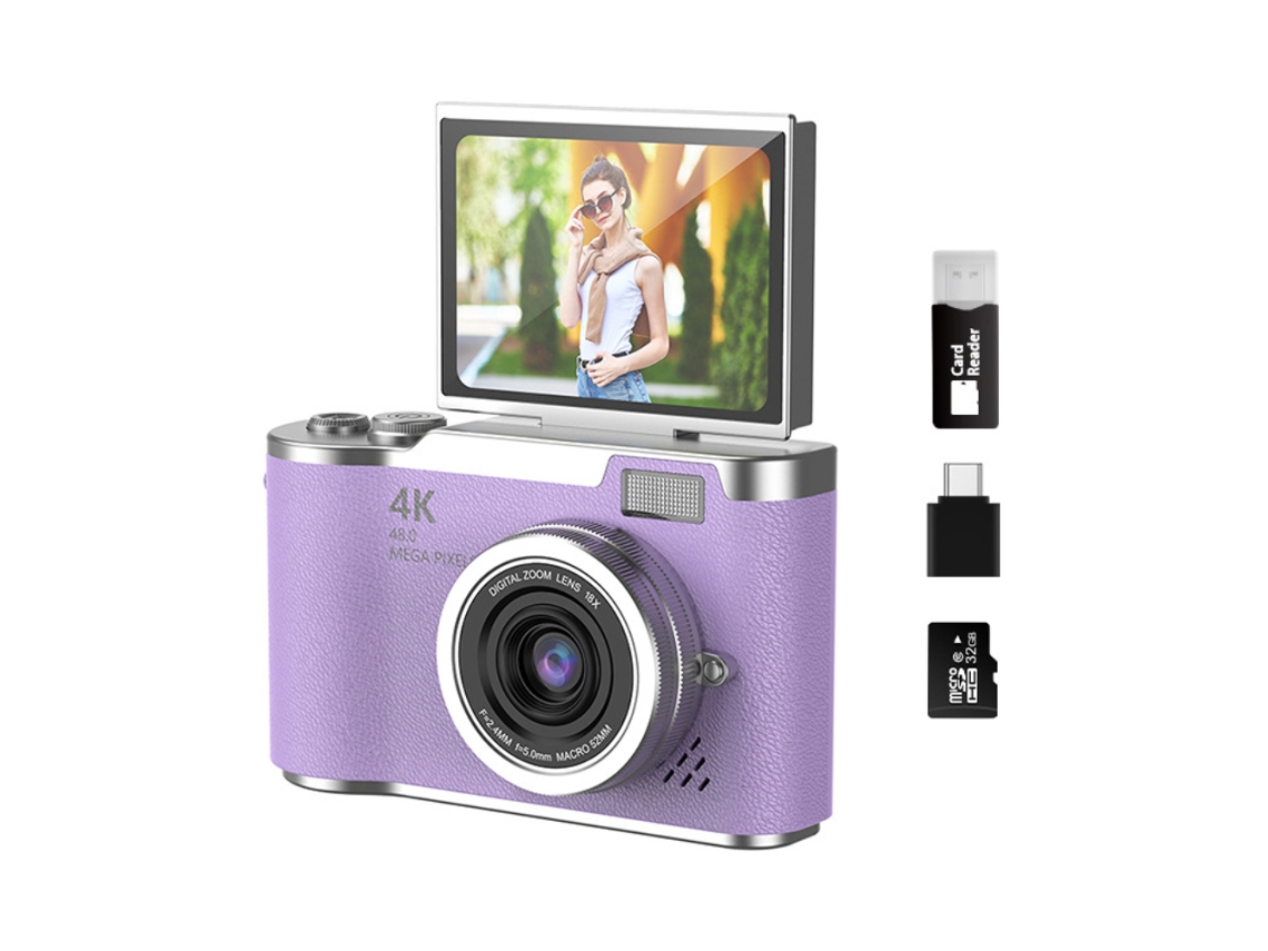 Cámara digital con pantalla abatible 4K, 48 millones de píxeles, Digitallab (morado)