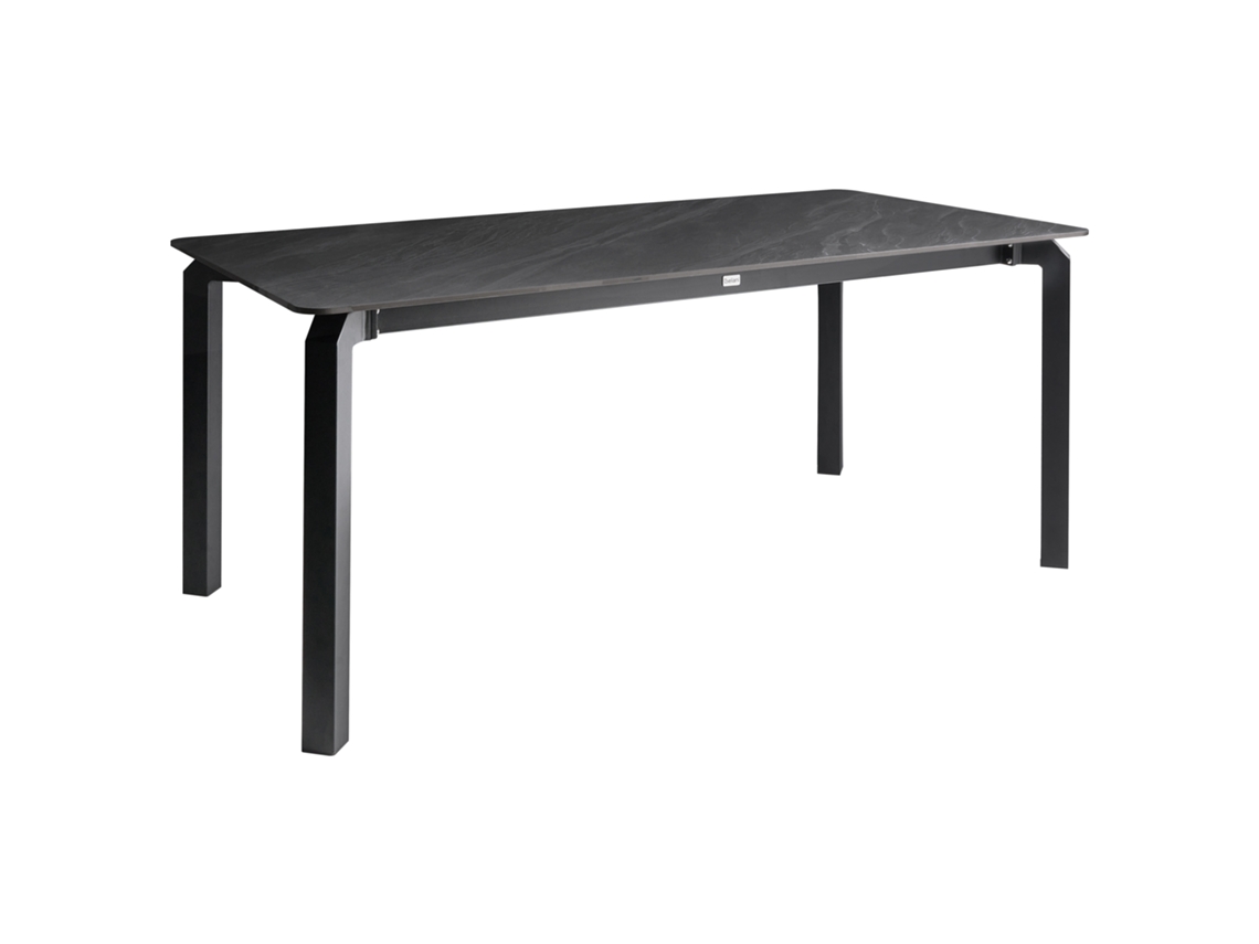 Mesa De Refeição De Jardim Beliani Feletto De Pedra Sinterizada Preto 180x90x76