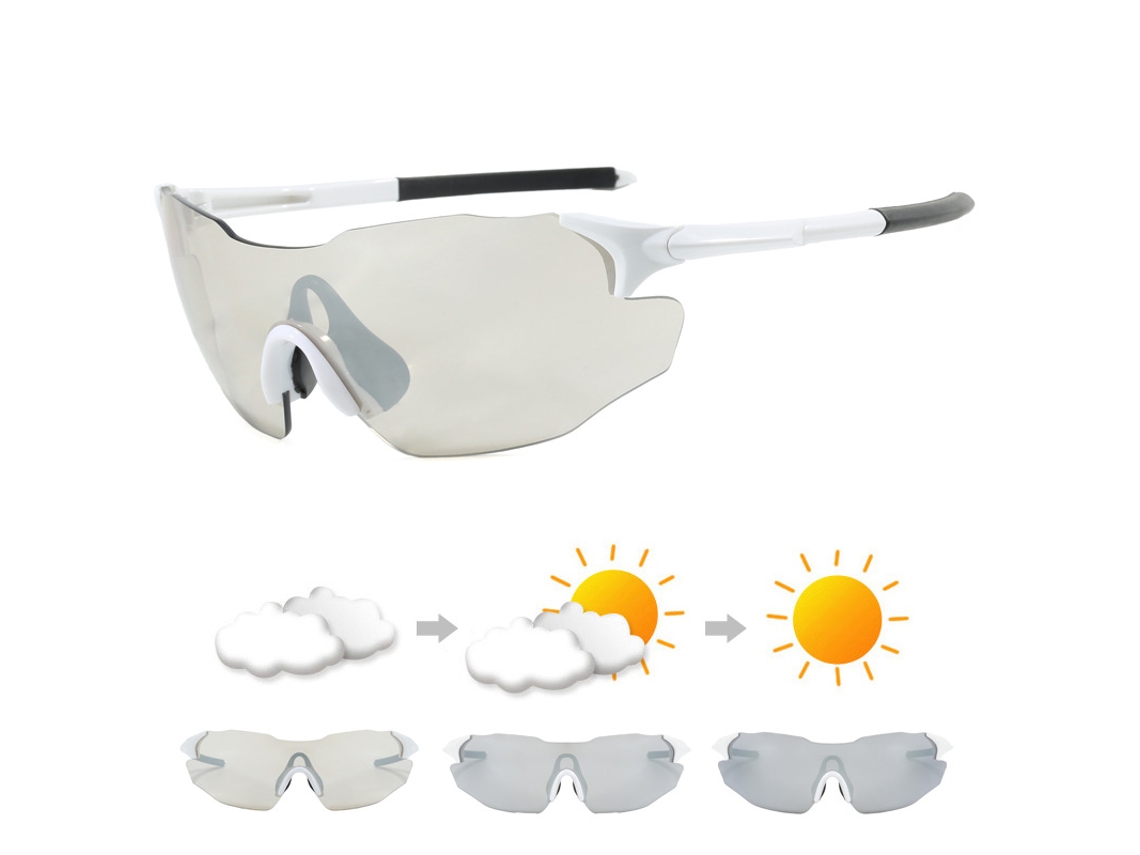 Gafas de sol de ciclismo que cambian de color con protección UV para bicicleta de montaña/Blanco Gertiz