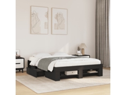 Estructura De Cama Madera De Ingeniería Negra 120x190 Cm