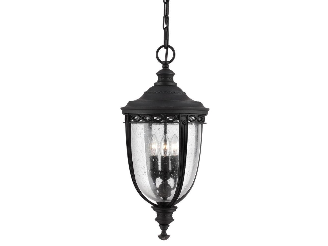 FEISS de luz de techo al aire libre (Fe-Eb8-L-Blk) Acero de brida inglés, vidrio prensado E14 3 Bulbos