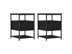 Maison Exclusive - Mesitas De Noche 2 Uds Madera De Ingeniería Negro 40x42x56 Cm