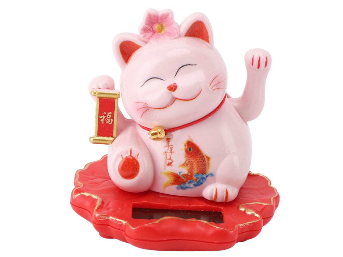 Gato De La Suerte Con Pez En La Mano, Estilo Decorativo Para El Hogar, La Oficina Y El Coche.