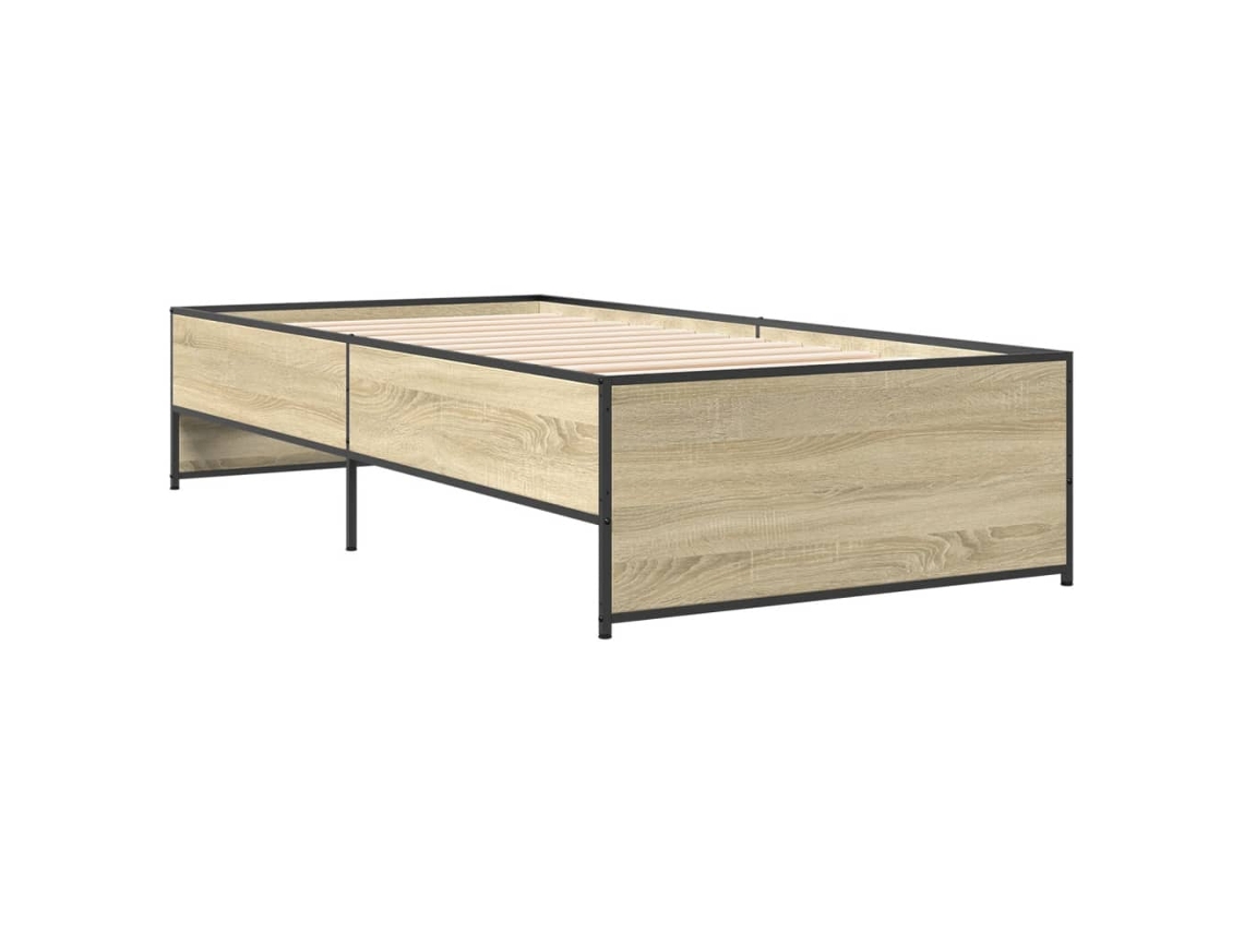 Maison Exclusive - Estructura Cama Madera Ingeniería Metal Roble Sonoma 100x200 Cm