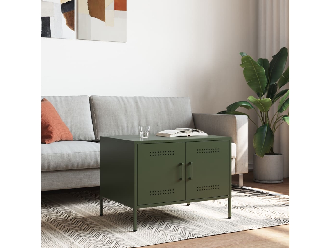 Maison Exclusive - Mesa De Centro Acero Verde Oliva 68x50x50,5 Cm