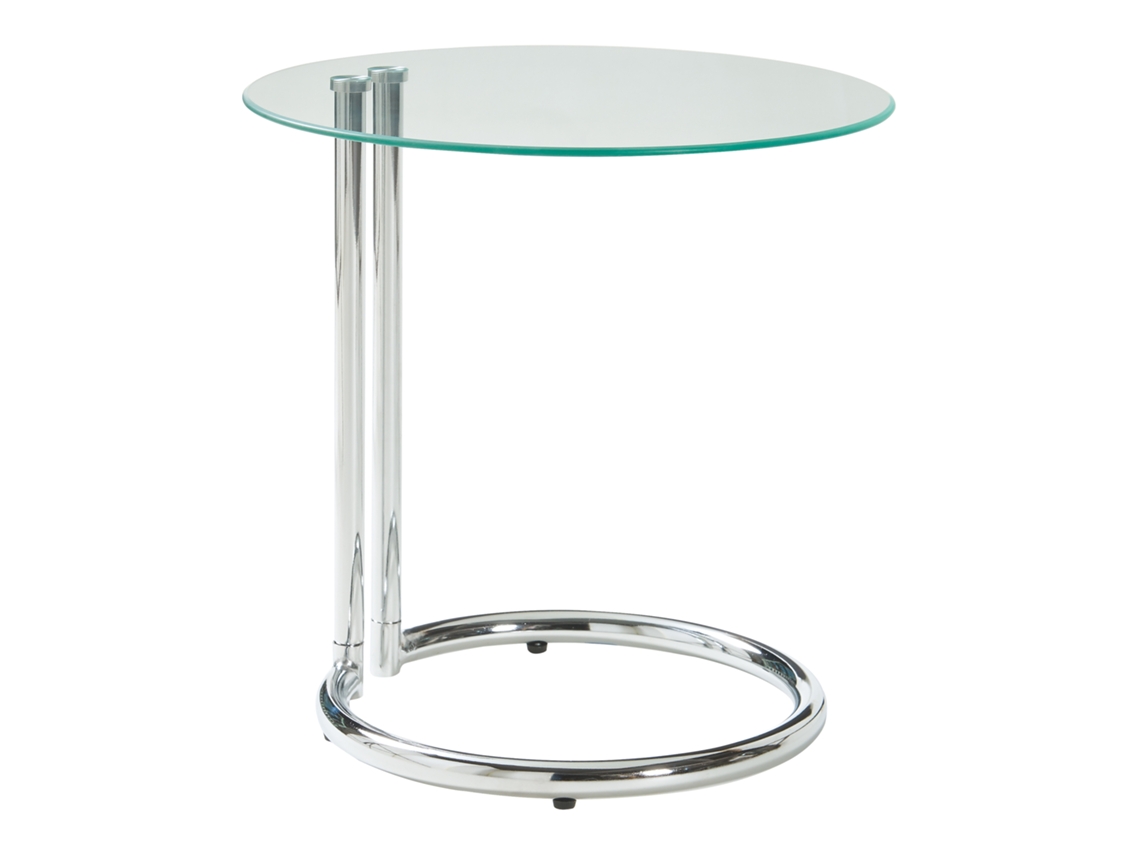 Mesa auxiliar Ylivieska redonda cristal/metal 46xØ45 cm - Transparente [EN.CASA]