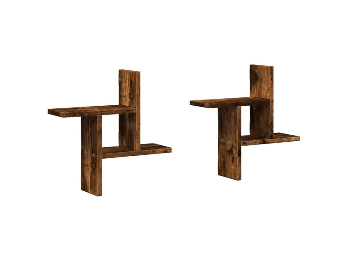 Maison Exclusive - Estantes Pared 2 Uds Madera Ingeniería Roble Ahumado 38x12x38cm