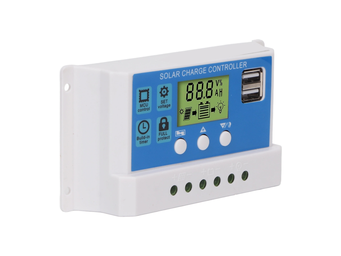 Omni-controlador De Carga Solar Pwm 12v 24v 20a Con Pantalla Lcd Y 2 Puertos Usb Regulador Inteligente