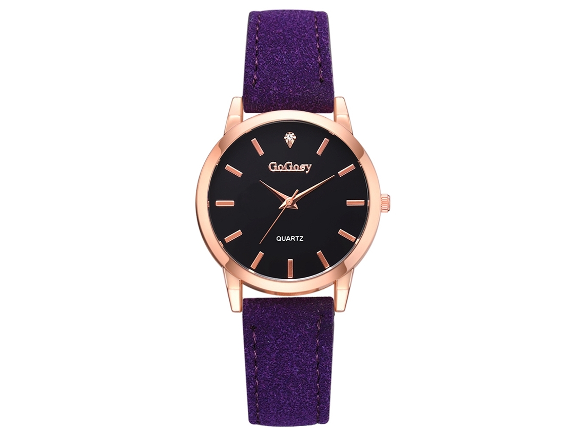 Reloj De Pulsera De Cuarzo Para Mujer Con Esfera Redonda, Estilo Casual, A La Moda, Color Morado.