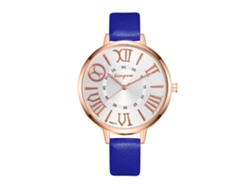 Reloj Analógico De Mujer Delgado Y Sencillo De Piel Sintética Con Movimiento De Cuarzo (azul)