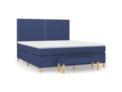 Maison Exclusive - Cama Box Spring Con Colchón Tela Azul 180x200 Cm