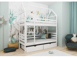 Cama Infantil FURNLUX Classic Alex (Blanco, Madera Maciza - 88X198X217 Cm / 80X190 Cm)