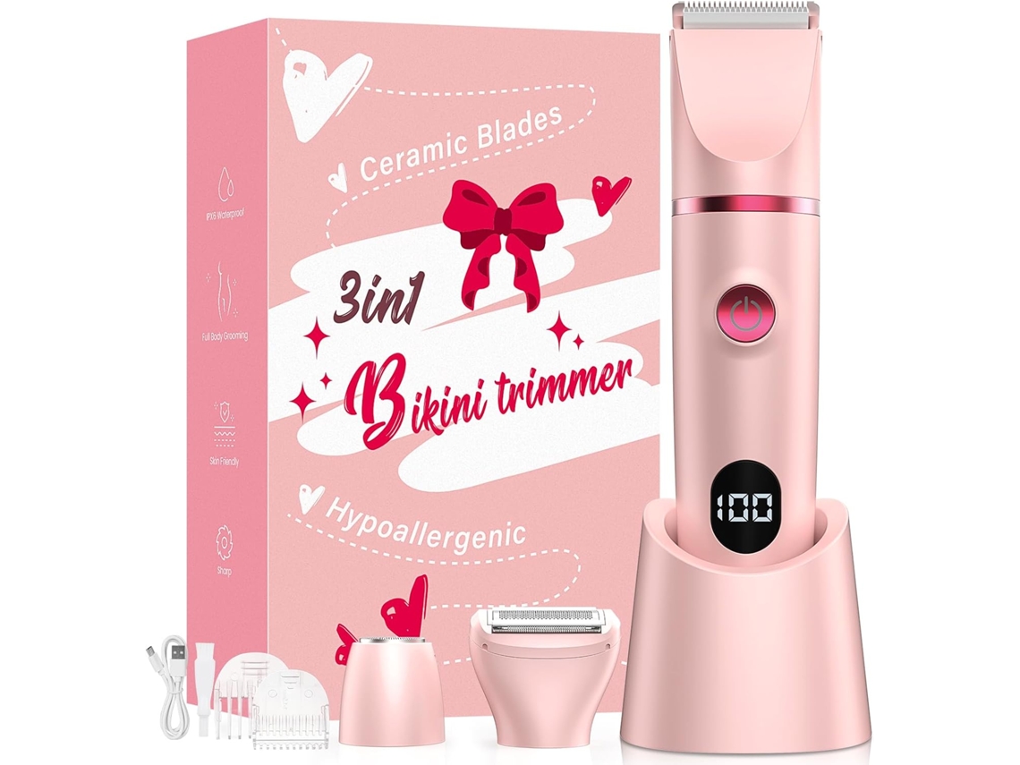 Recortadora Eléctrica 3 En 1 Para Mujer, Dispositivo De Depilación Inalámbrico Con Pantalla Led (rosa)