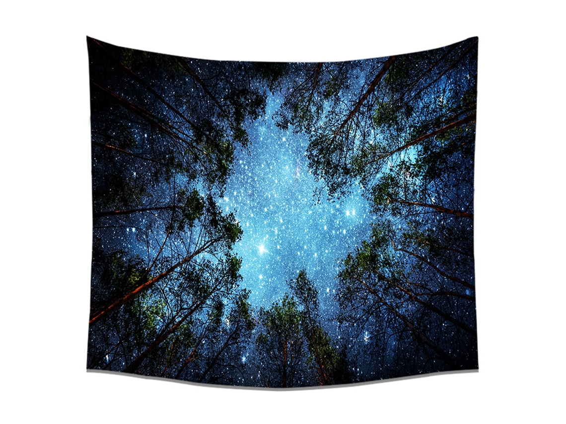 Tapiz bosque estrellado 3D impreso, tapiz del bosque galaxia tapiz Vía Láctea árbol noche cielo decorativo cuarto sala de estar (4 bosque) LAOPIPFU