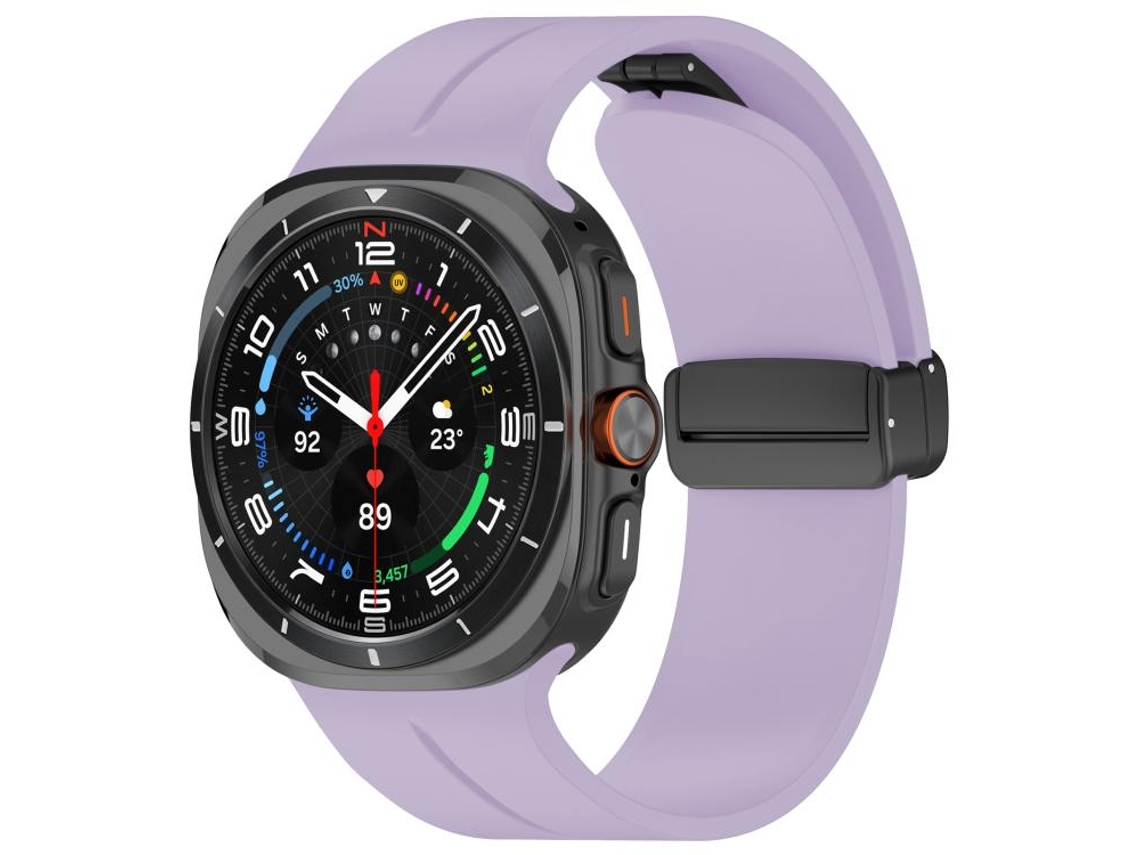 Correa plegable de ultrasilicona para Samsung Galaxy Watch con hebilla negra y ranuras planas (47 mm).
