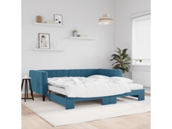 Sofá Cama Nido Con Colchón Terciopelo Azul 100x200 Cm