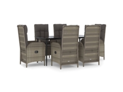 vidaXL Set comedor jardín 7 pzas y cojines ratán sintético negro gris