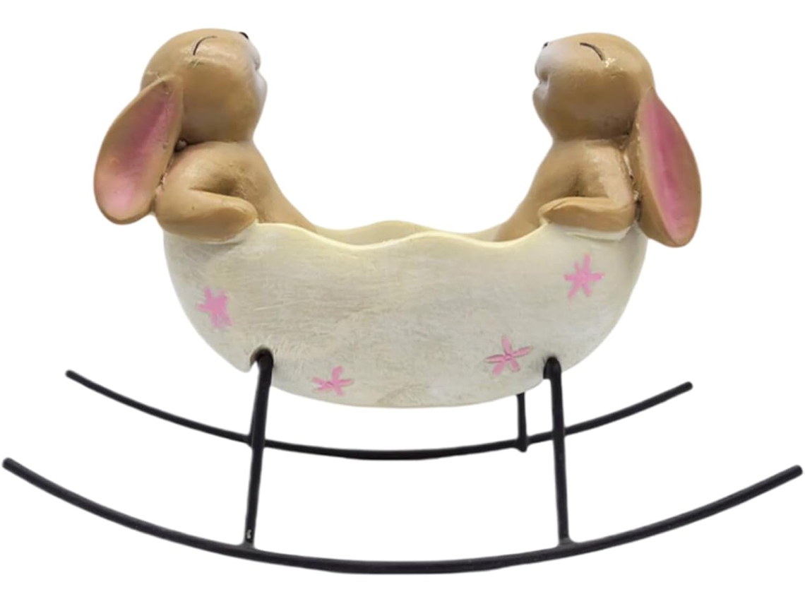Estatuas De Jardín, - , 18 X 12,5 X 8 Cm, Resina, Exterior, Pieza Decorativa De Conejo Caprichosa, A La Intemperie,