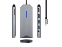 USB-C DOCK 9 EN 1 HDMI RJ45 3xUSB PD AUDIO SD MICRO SD GRIS 15CM