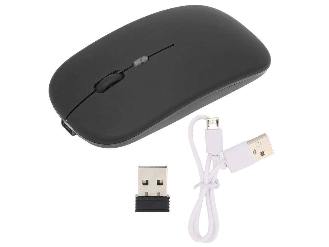 Rato Sem Fio Led 2.4ghz Com Dpi Ajustável Carregamento Usb Silencioso Anti Impressão Digital Para Laptop Preto