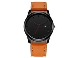 Reloj De Pulsera De Cuarzo Para Hombre Vansvar Con Correa De Piel Sintética, Estilo Casual Sencillo, Marrón Y Negro.