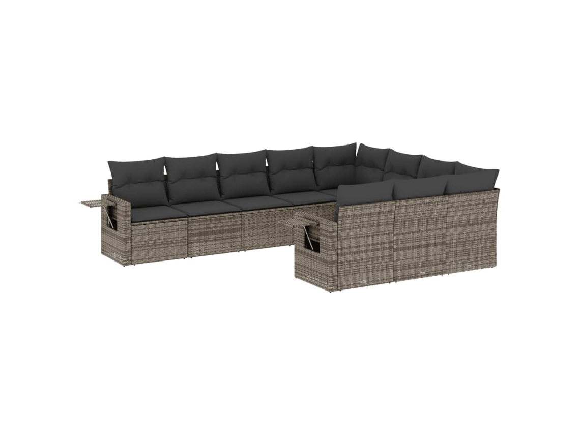 Maison Exclusive - Set De Sofás De Jardín 10 Pzas Con Cojines Ratán Sintético Gris