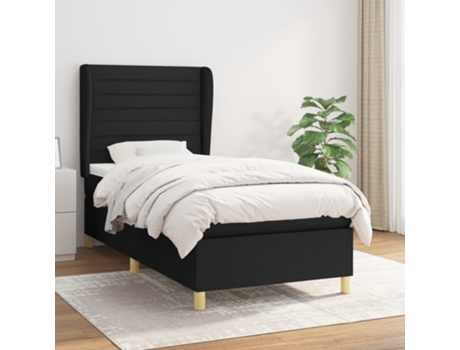 vidaXL Cama con somier y colchón 90x190 cm tela negra