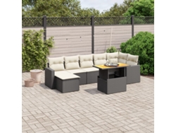 Conjunto de sofá de jardín de 8 piezas con cojines en mimbre sintético negro de DKD Home Decor