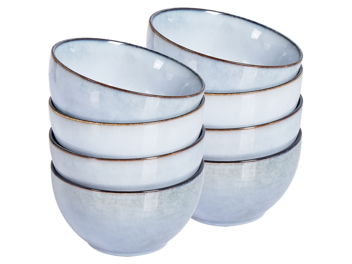 Juego de 8 vasos de cerámica azul claro de enebro de Beliani