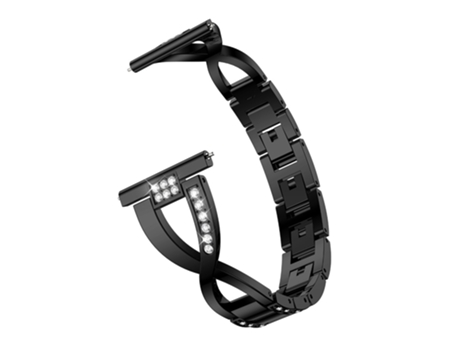 Correa de metal 20mm decoración de diamantes de imitación en forma de X para Amazfit GTS - negro