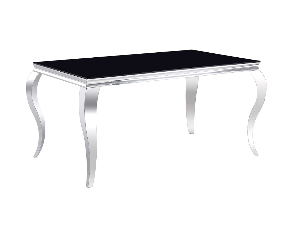 Mesa de Cristal Templado 160cm. Comedor o Cocina, Negro SALDOSYSTOCKS