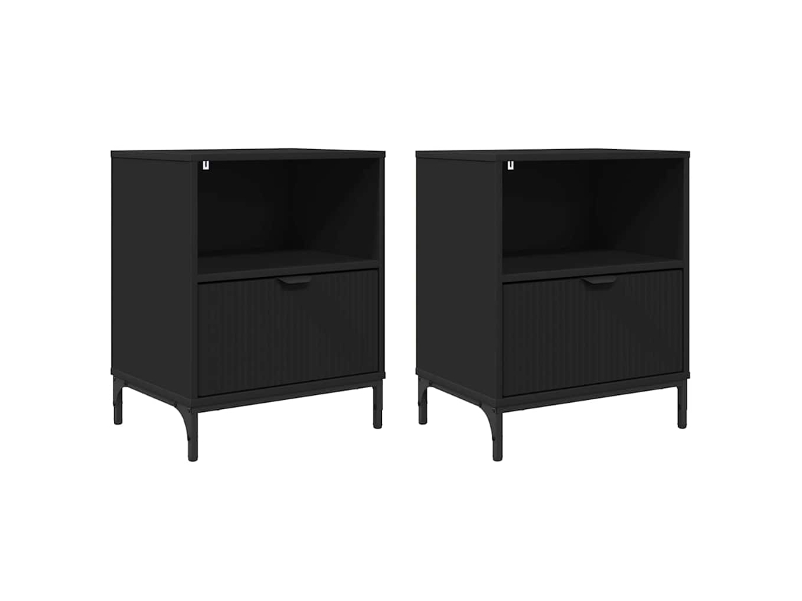 Maison Exclusive - Con Cajón 2 Pcs Negro 49 X 36 X 61 Cm Madera Contrachapada