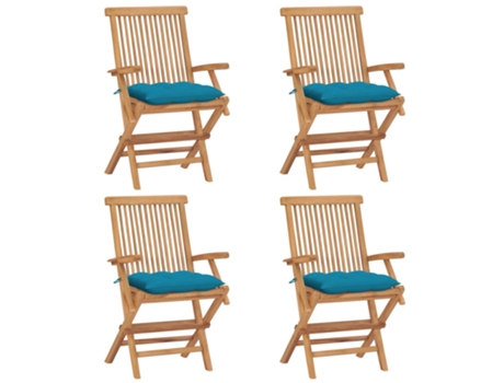Conjunto 4 Silla de exterior VIDAXL Azul Teca (55x60x89 cm)