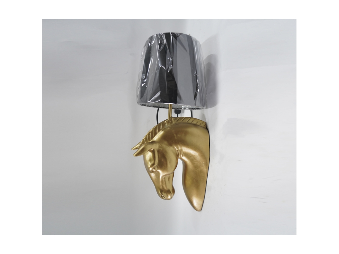 Lampara Aplique Resina Caballo Dorado 18x21,5x50,5cm