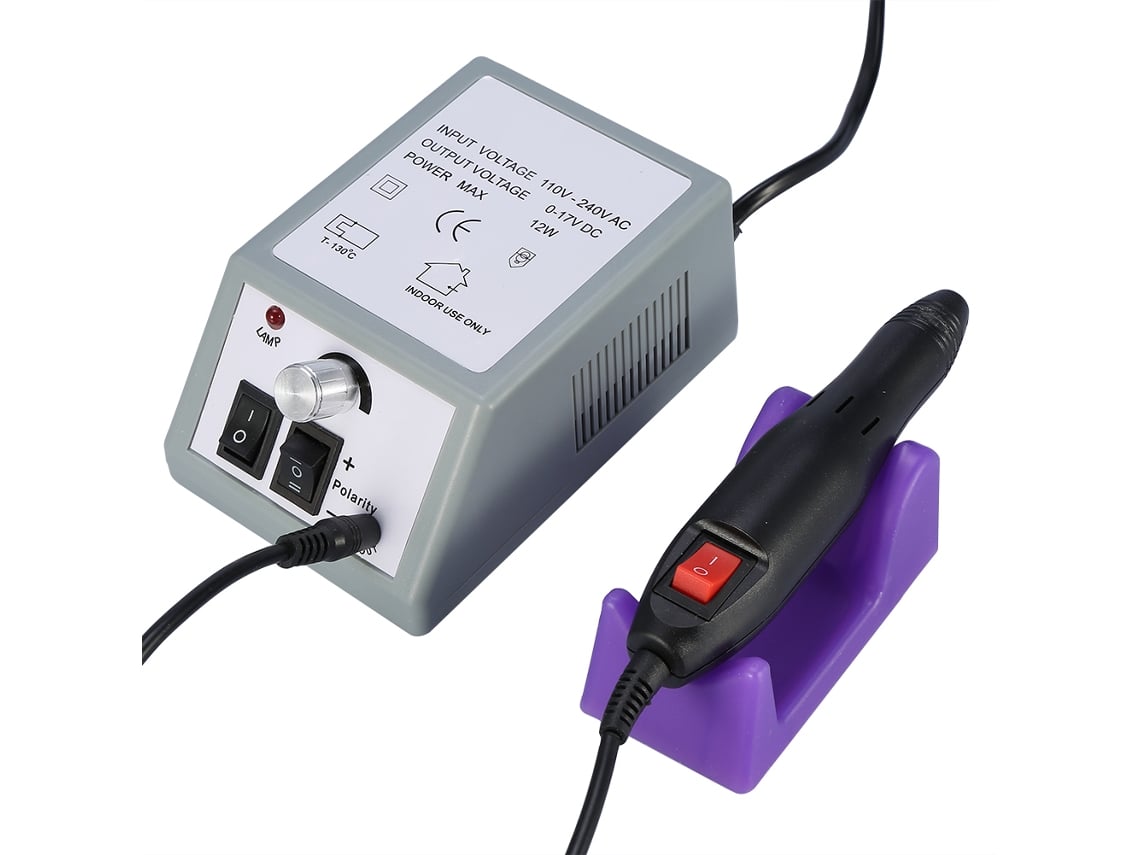 Máquina de Unhas Elétrica Rebe para Manicure e Pedicure com Lixa e Broca Profissional (Cinza)