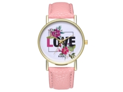 Reloj De Pulsera Analógico Sencillo Para Mujer, De Piel Sintética, Con Movimiento De Cuarzo (rosa)