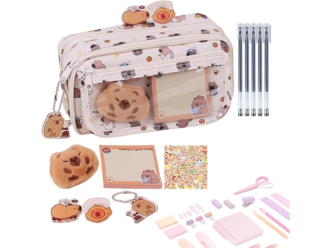 Estuche escolar de carpincho | Bonitos accesorios escolares, ideales para guardar apuntes y pegatinas, Perf Vayotoy