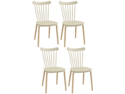 Juego De 4 Asientos De Estilo Escandinavo, De Polipropileno, Con Patas De Madera Natural.