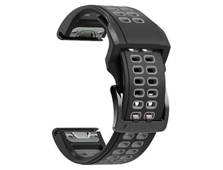 Correa para Garmin Fenix 7, 26 mm, doble fila de agujeros, correa de silicona bicolor para reloj, negro y gris VENISYMLIS