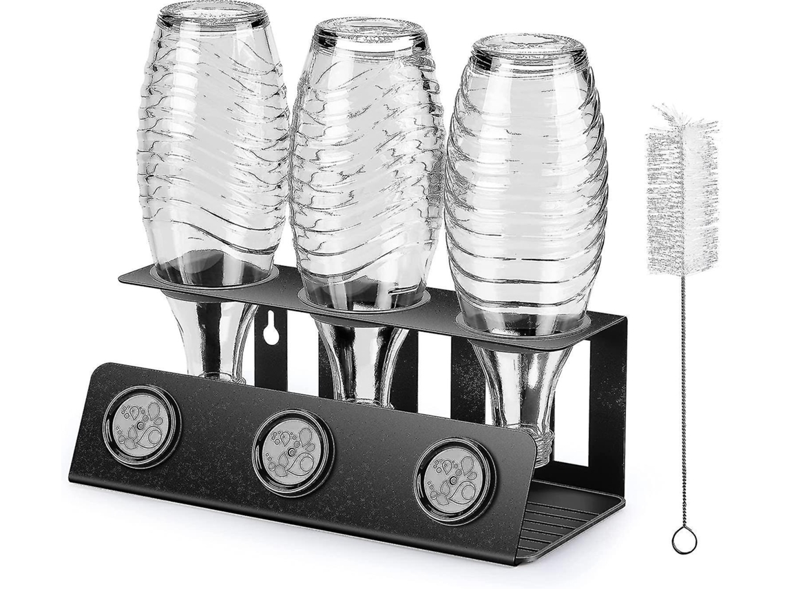 Portavasos Triple Con Bandeja De Goteo Removible Y Soporte Para Tapas, Ideal Para Botellas Sodastream Crystal Y Emil