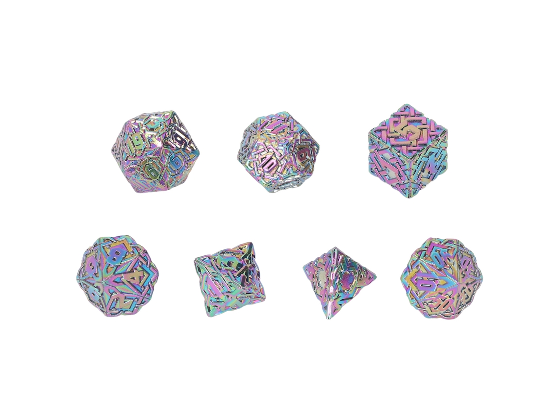 7 Dados De Metal De Polietileno Sólido Para Juegos De Mesa, Estilo 2 Portátiles