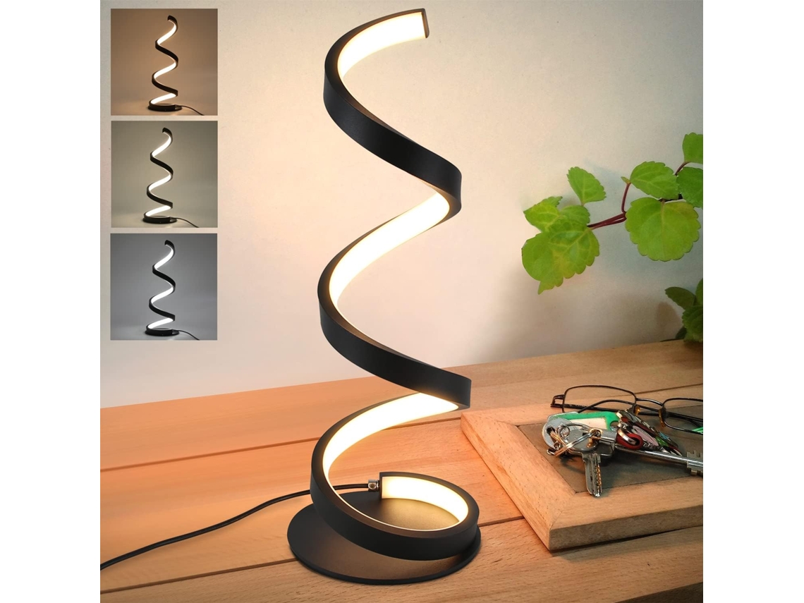 JILLIOPER Lámpara de mesa espiral Infinity innovadora, regulable, con control táctil, RGB multicolor, para dormitorio, sala de estar y oficina, color negro.