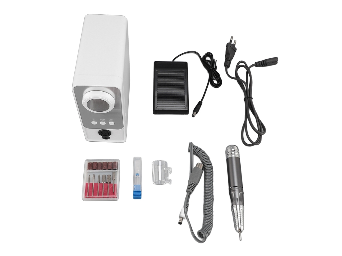 Taladradora de uñas profesional KKML de 35000 RPM con pedal, rotación hacia adelante y hacia atrás, enchufe eléctrico europeo para manicura y pedicura.