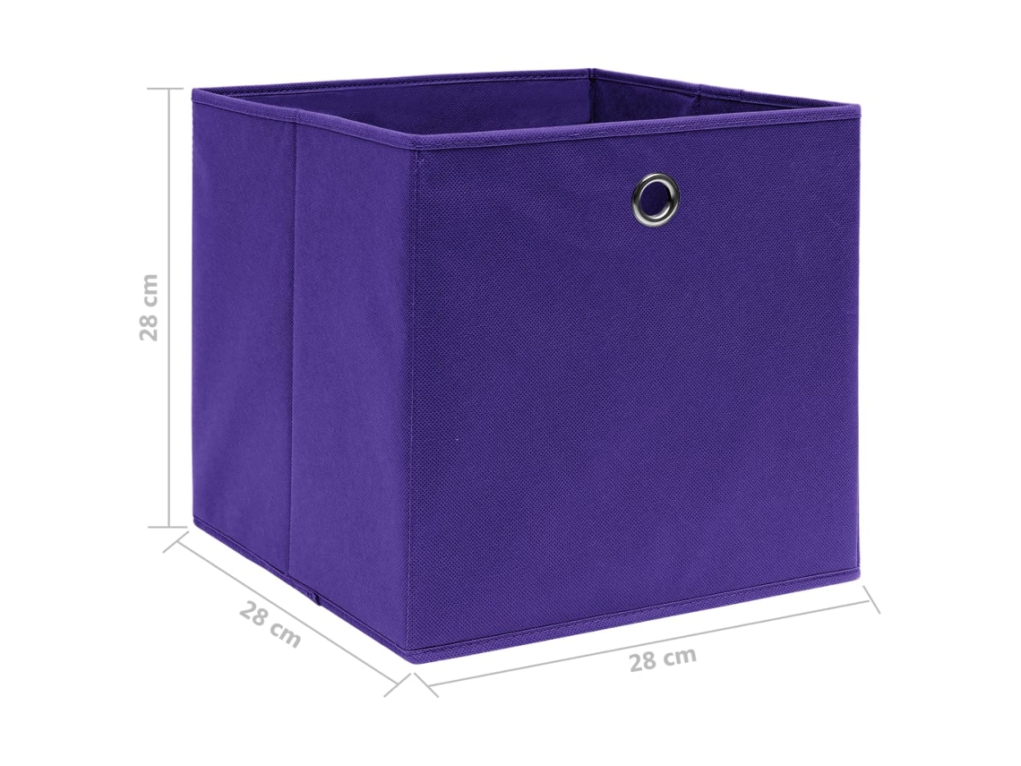 vidaxl Cutii Tanque 4 Buc. Violeta, 28x28x28 cm, Lienzo Nețesut