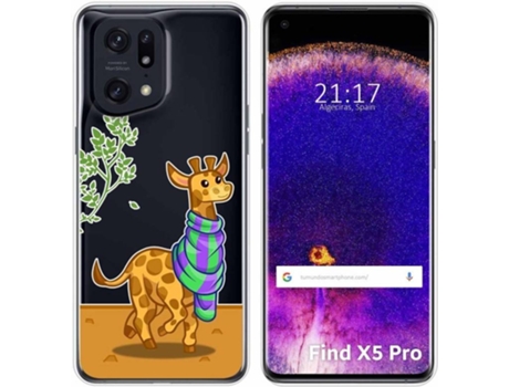 Carcasa para Oppo Find X5 Pro 5G TUMUNDOSMARTPHONE Dibujos Transparente Jirafa Multicolor